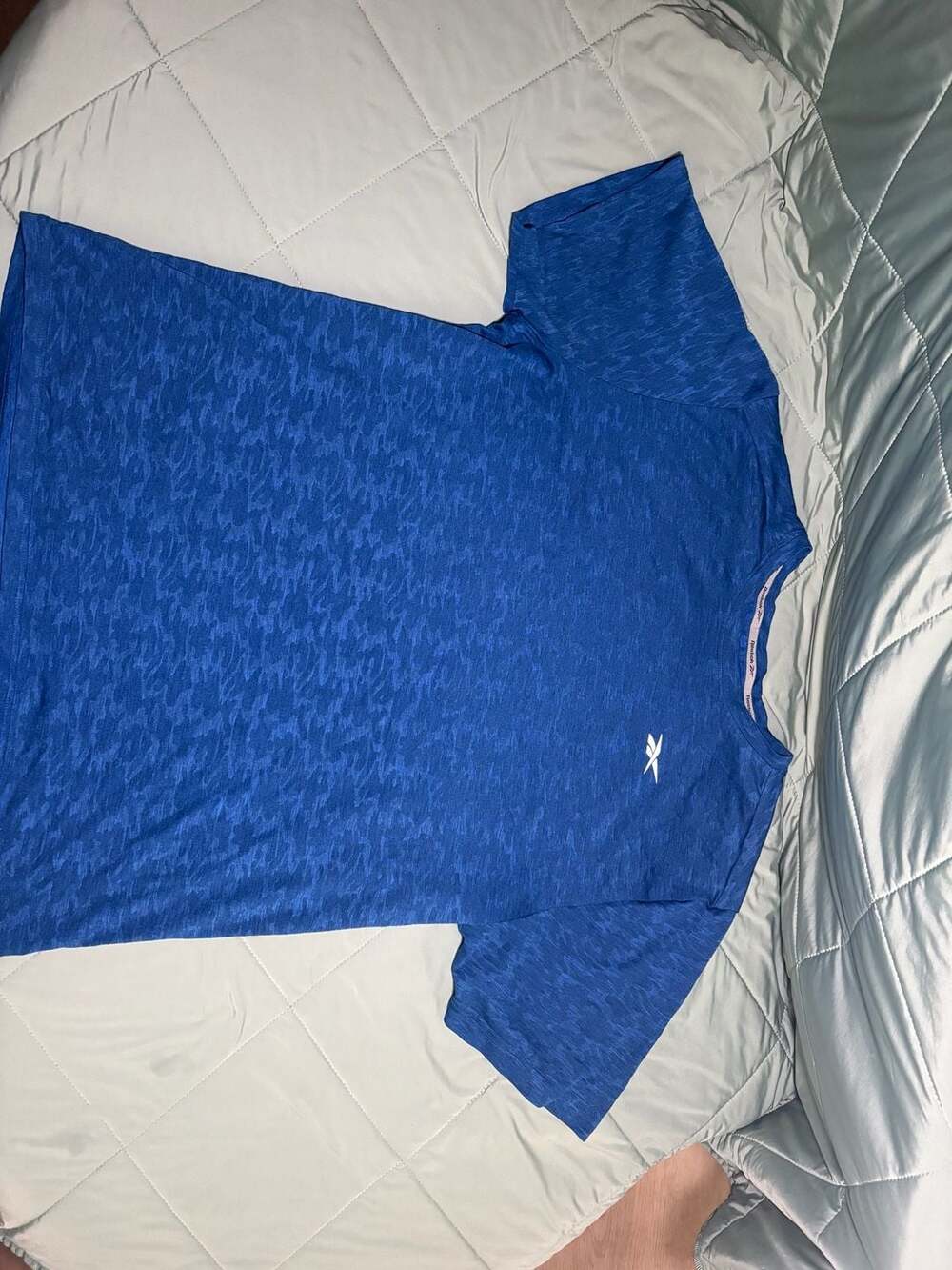 Reebok Speedwick Athletic T-Shirt Size L Blue Camo Short Sleeve Workout
